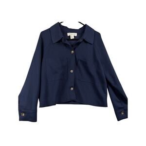 Rachel Zoe Navy Utility Button-Front Jacket - Chic Minimal Layer - Size L